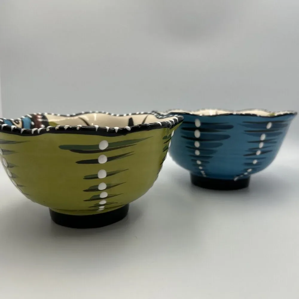 2012 Blue Sky Ceramics Pedestal Scalloped Bowl Heather Goldminc Cereal Bowls - 2